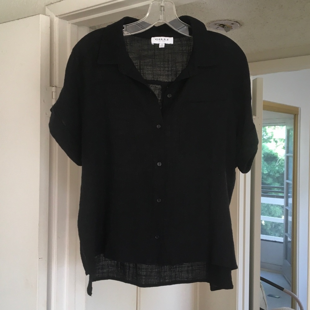 G.I.L.I./BLACK-GUAZE BUTTON DOWN FRONT SHIRT - Picture 8 of 16